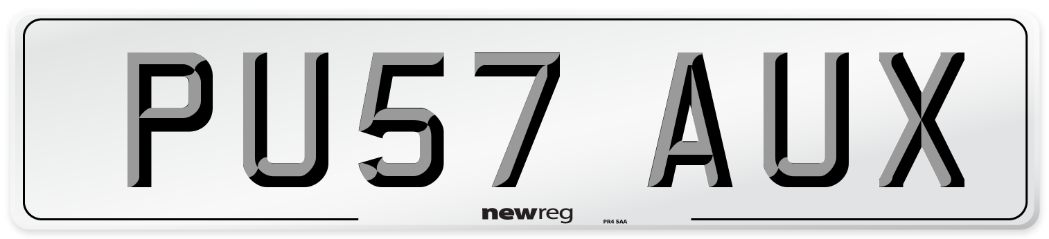 PU57 AUX Number Plate from New Reg